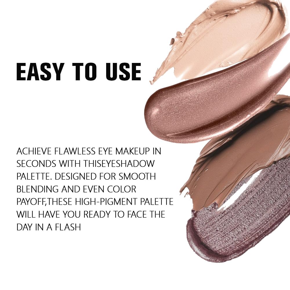 evpct Single Cream Eye Shadow Palette Pot Makeup for Older Women, Taupe Mauve Shimmer Glitter Metallic Monochrome Cream to Powder Eyeshadow Palette Eye Brightener, High Pigment Waterproof Blendable