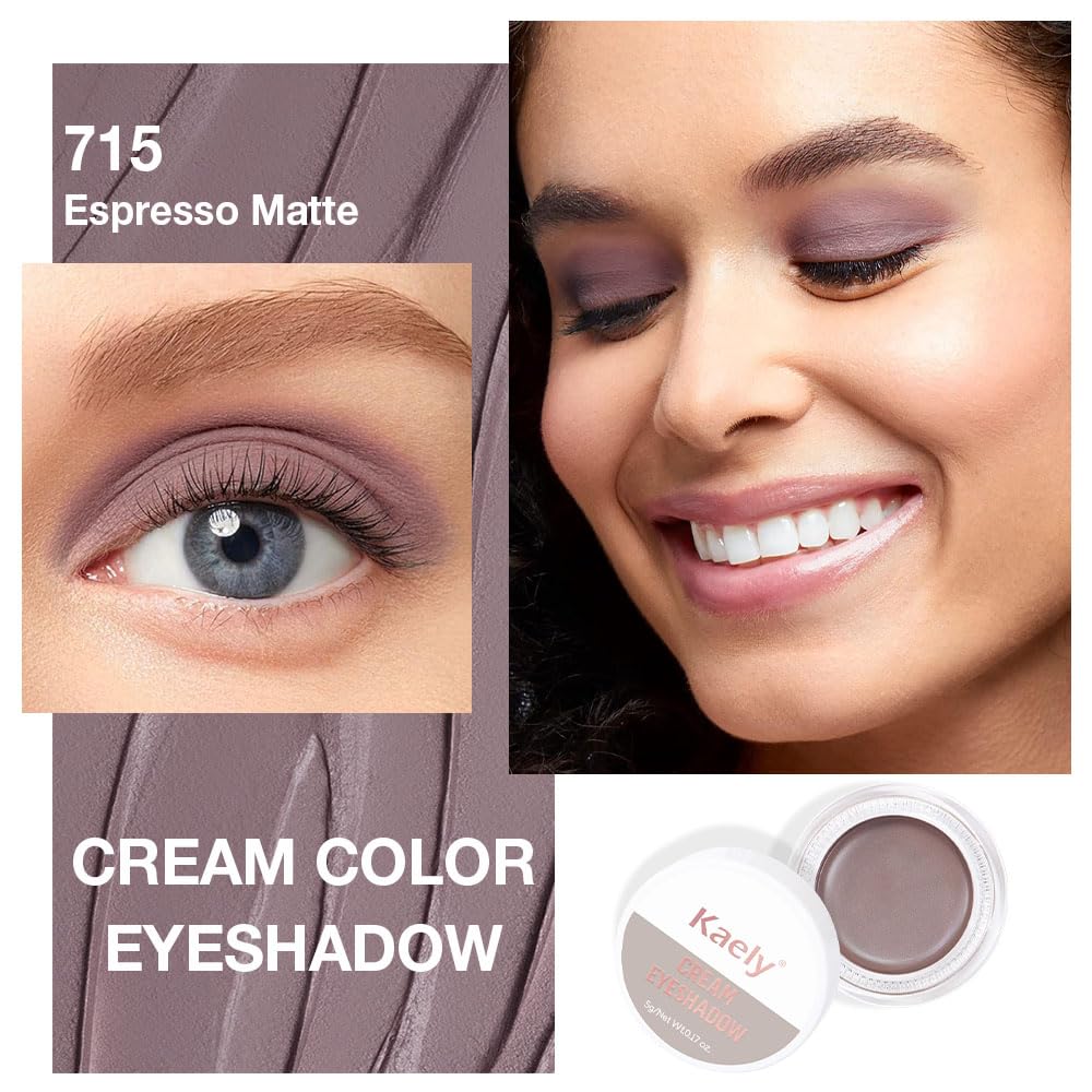 evpct Single Cream Eye Shadow Palette Pot Makeup for Older Women, Taupe Mauve Shimmer Glitter Metallic Monochrome Cream to Powder Eyeshadow Palette Eye Brightener, High Pigment Waterproof Blendable