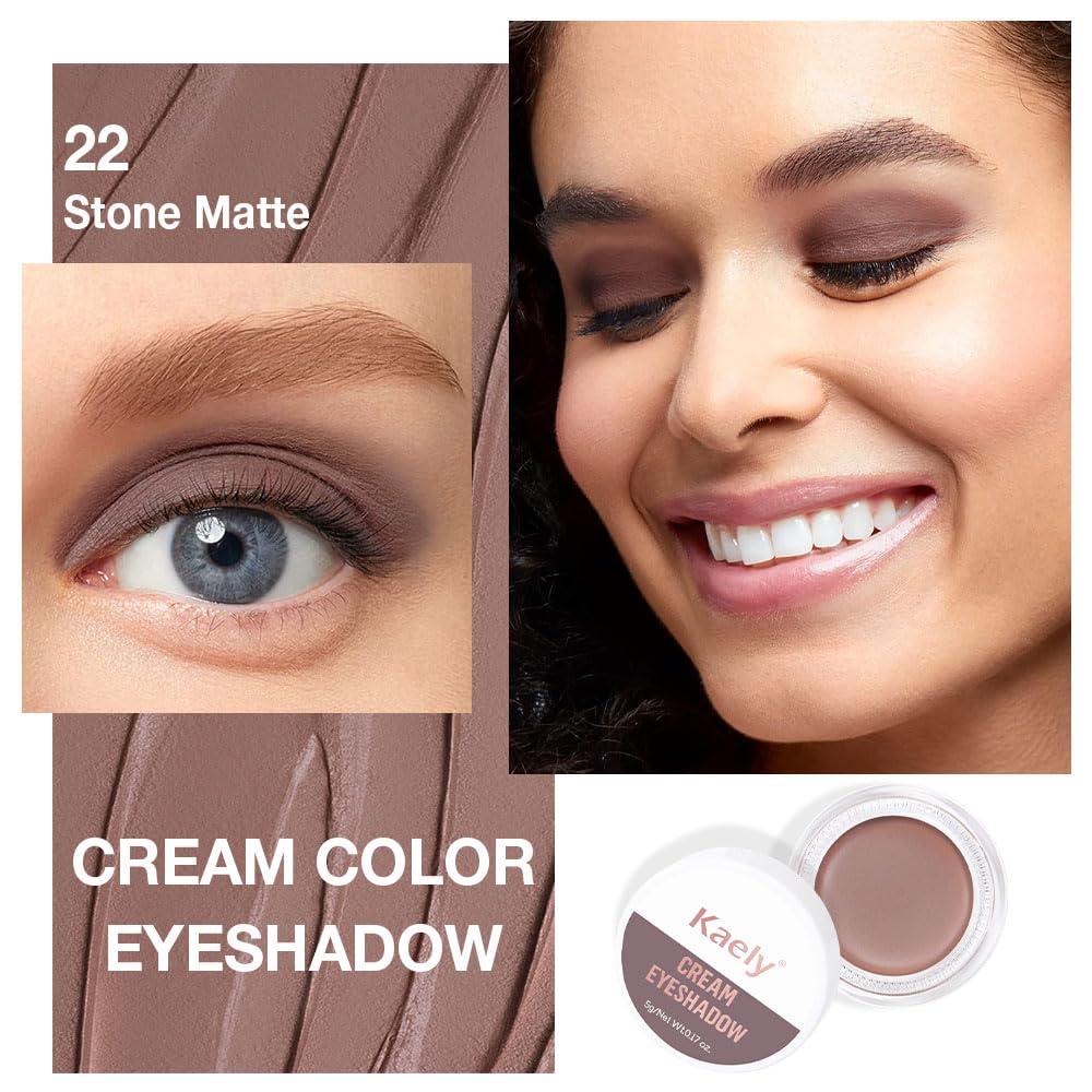 evpct Single Cream Eye Shadow Palette Pot Makeup for Older Women, Taupe Mauve Shimmer Glitter Metallic Monochrome Cream to Powder Eyeshadow Palette Eye Brightener, High Pigment Waterproof Blendable