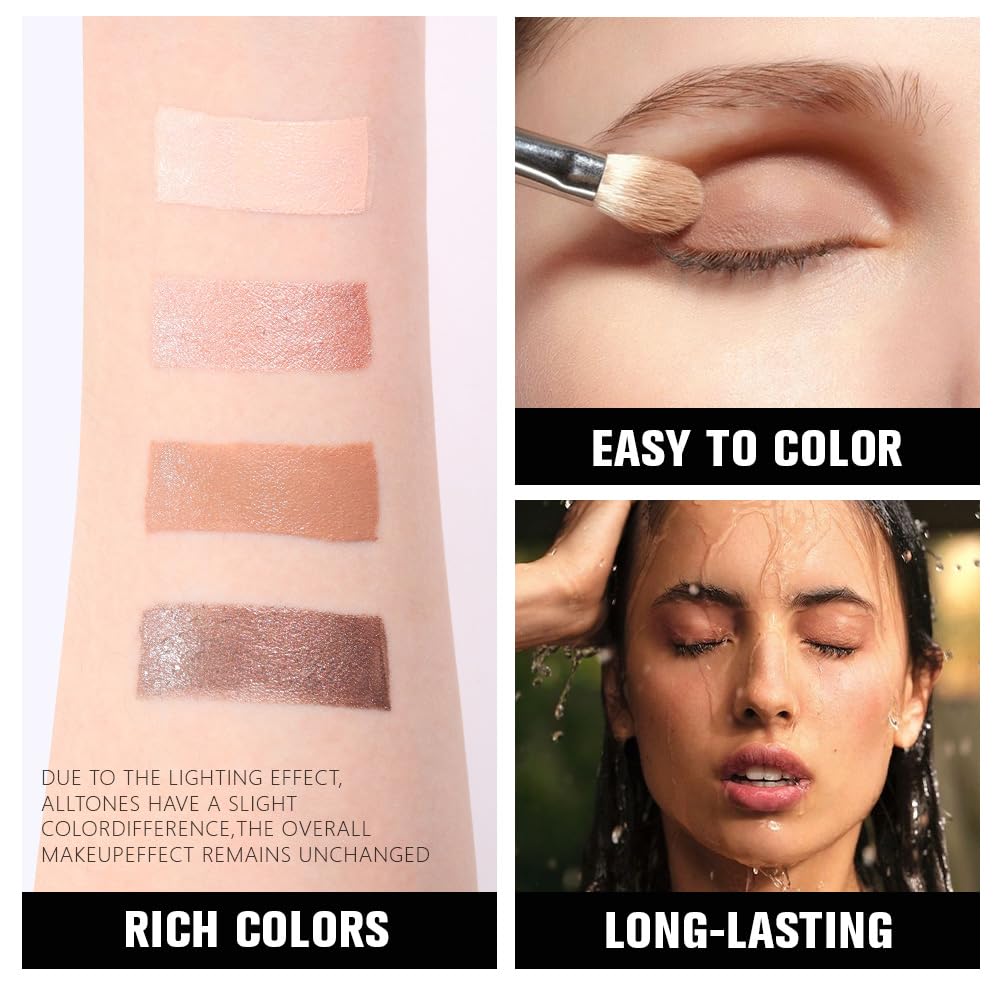 evpct Single Cream Eye Shadow Palette Pot Makeup for Older Women, Taupe Mauve Shimmer Glitter Metallic Monochrome Cream to Powder Eyeshadow Palette Eye Brightener, High Pigment Waterproof Blendable