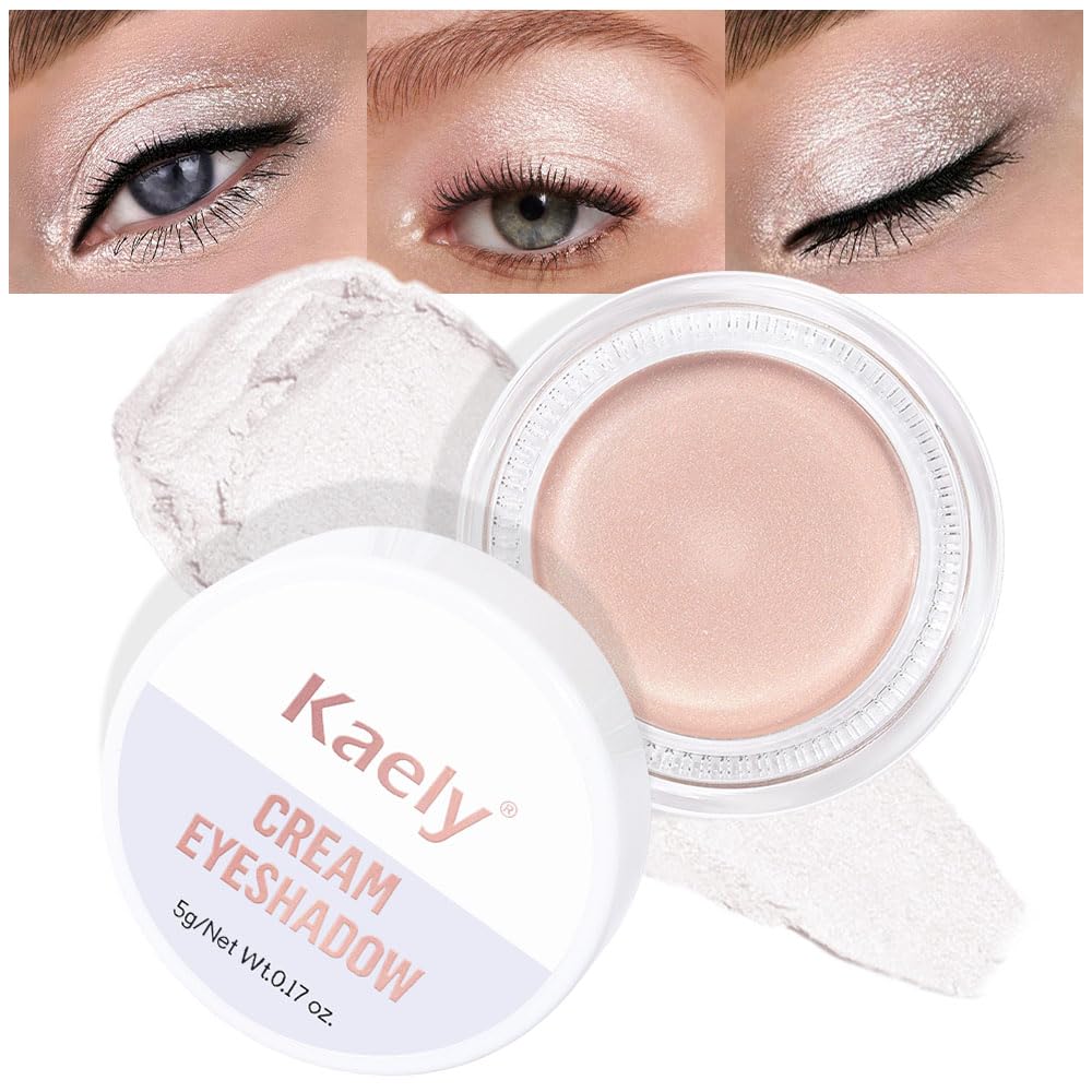 evpct Single Cream Eye Shadow Palette Pot Makeup for Older Women, Taupe Mauve Shimmer Glitter Metallic Monochrome Cream to Powder Eyeshadow Palette Eye Brightener, High Pigment Waterproof Blendable