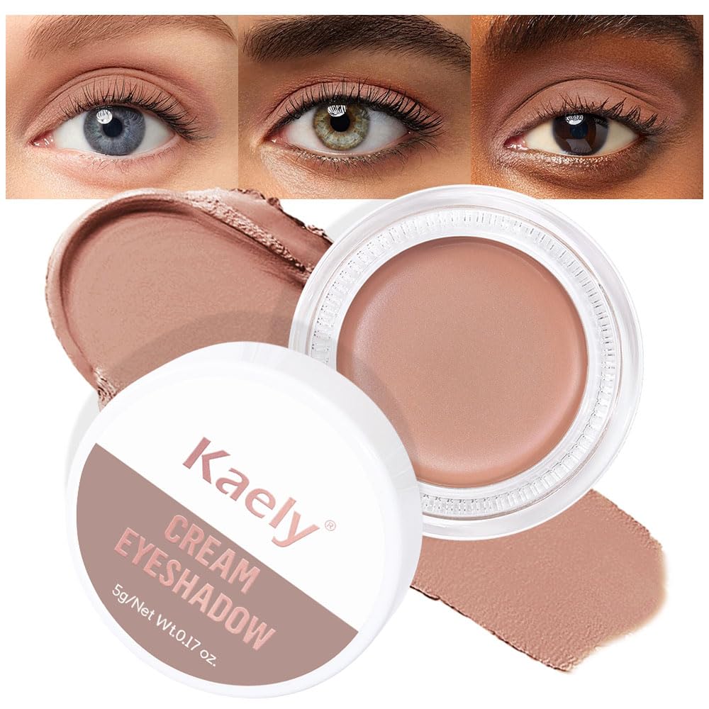 evpct Single Cream Eye Shadow Palette Pot Makeup for Older Women, Taupe Mauve Shimmer Glitter Metallic Monochrome Cream to Powder Eyeshadow Palette Eye Brightener, High Pigment Waterproof Blendable