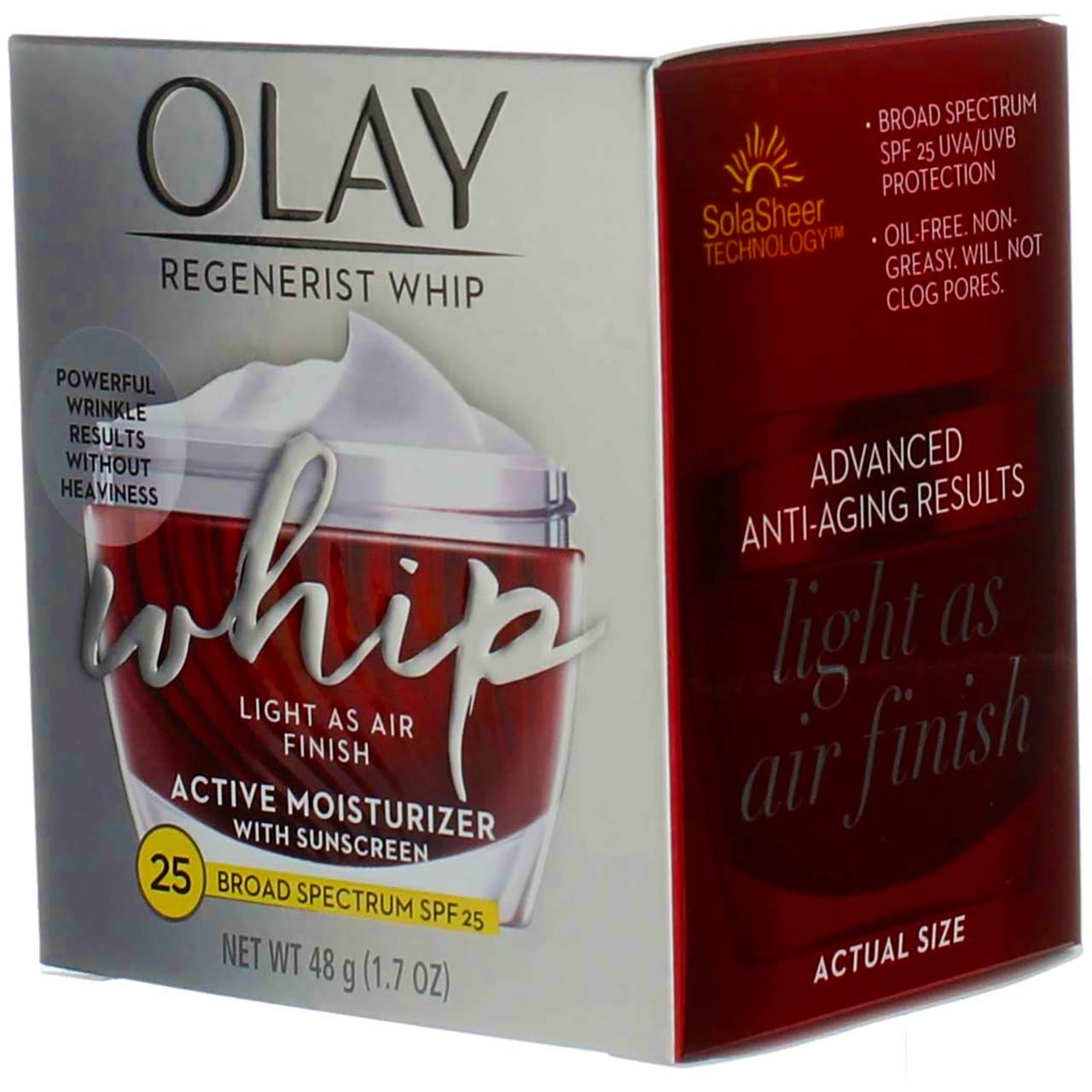 Olay Regenerist Whip Face Moisturizer Cream with Sunscreen SPF 25, 1.7 oz
