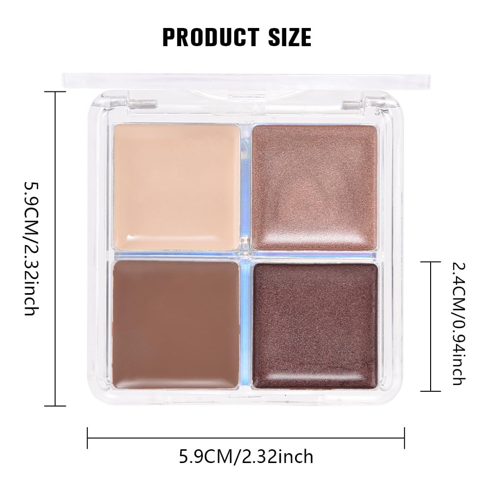 evpct Single Cream Eye Shadow Palette Pot Makeup for Older Women, Taupe Mauve Shimmer Glitter Metallic Monochrome Cream to Powder Eyeshadow Palette Eye Brightener, High Pigment Waterproof Blendable
