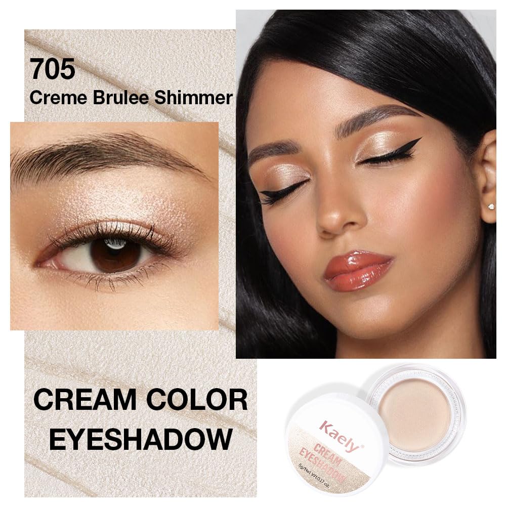 evpct Single Cream Eye Shadow Palette Pot Makeup for Older Women, Taupe Mauve Shimmer Glitter Metallic Monochrome Cream to Powder Eyeshadow Palette Eye Brightener, High Pigment Waterproof Blendable