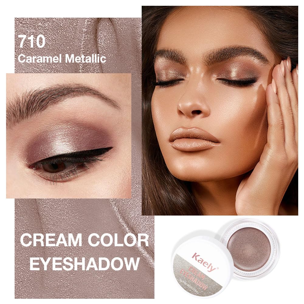 evpct Single Cream Eye Shadow Palette Pot Makeup for Older Women, Taupe Mauve Shimmer Glitter Metallic Monochrome Cream to Powder Eyeshadow Palette Eye Brightener, High Pigment Waterproof Blendable