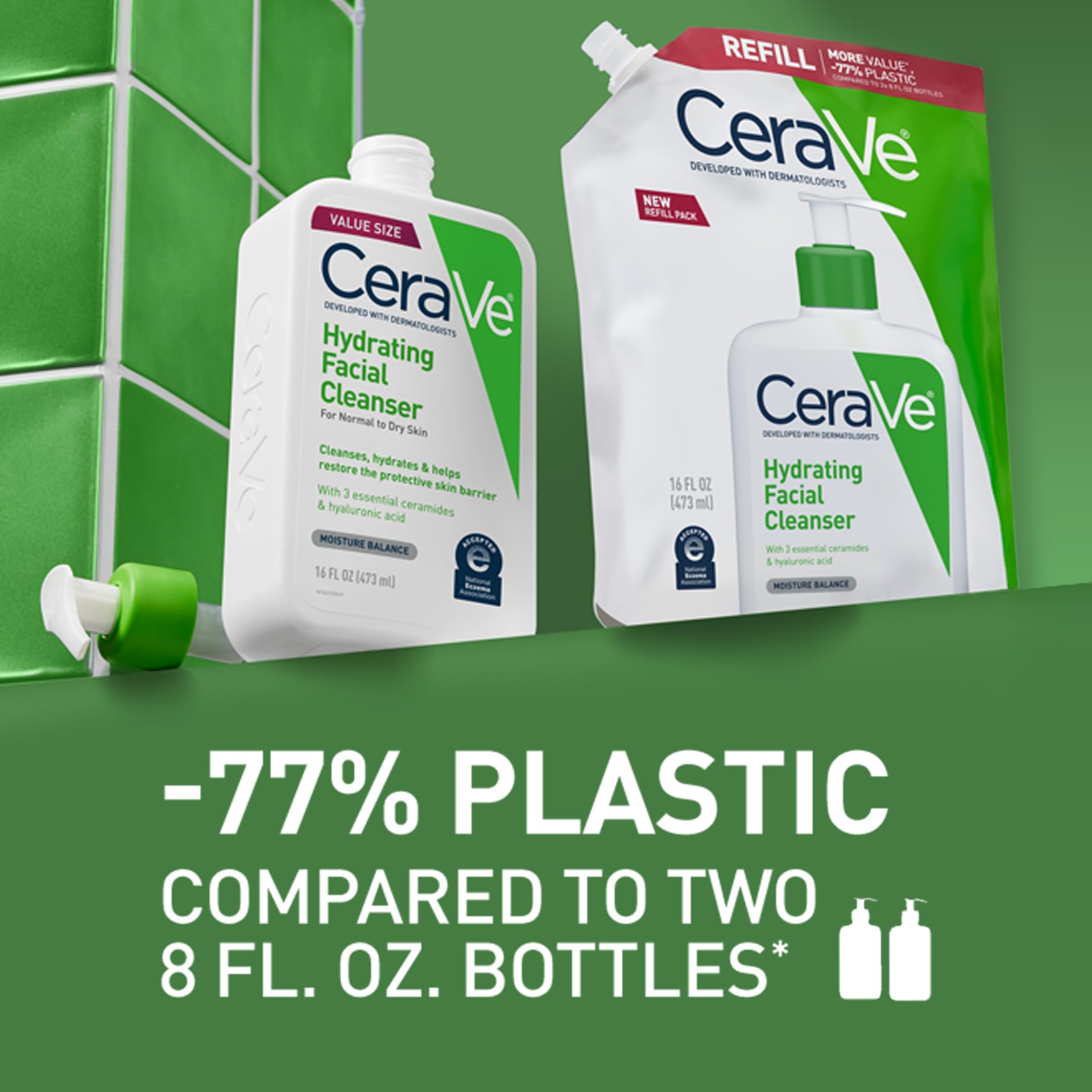 CeraVe Hydrating Facial Cleanser, Moisturizing Face Wash For Dry Skin, Hyaluronic Acid + Ceramides + Glycerin, Hydrating Cleanser For Normal To Dry Skin, National Eczema Association Certified
