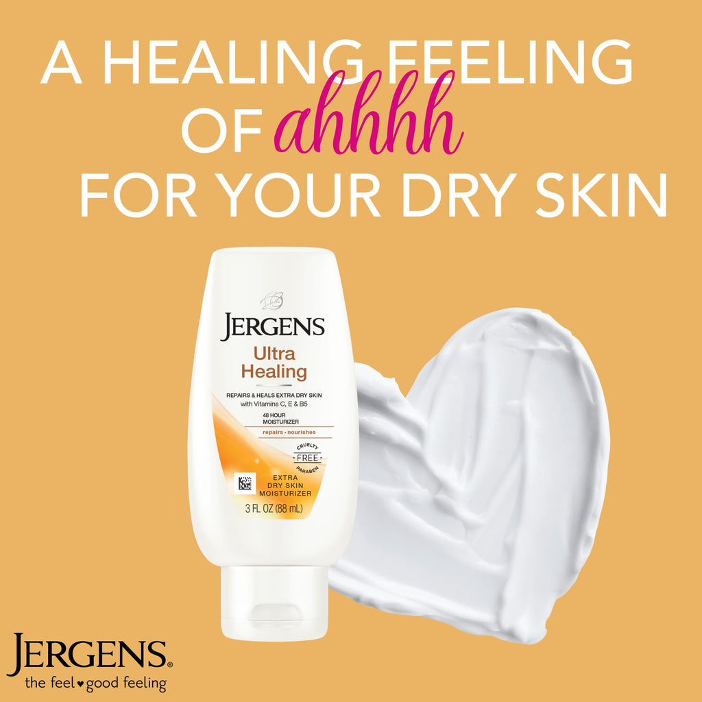 Jergens Ultra Healing Dry Skin Lotion, Hand and Body Moisturizer for Quick Absorption into Extra Dry Skin with Hydralucence Blend, Vitamins C, E and B5, White, 32oz