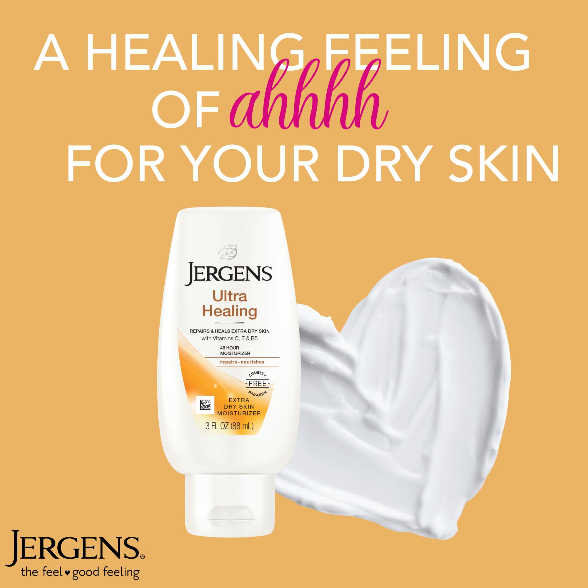 Jergens Ultra Healing Dry Skin Lotion, Hand and Body Moisturizer for Quick Absorption into Extra Dry Skin with Hydralucence Blend, Vitamins C, E and B5, White, 32oz