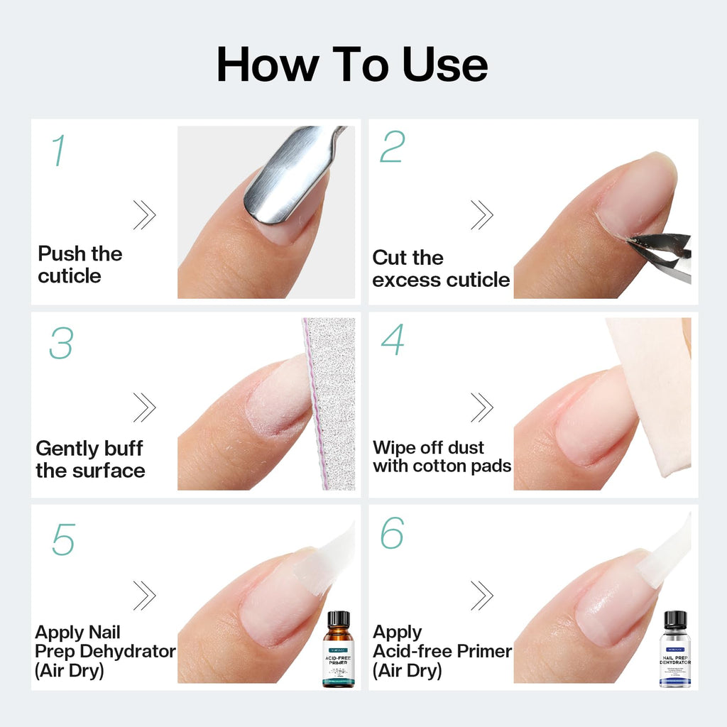 Morovan Professional Natural Nail Prep Dehydrate and Acid-Free Primer, Dehydrator for Acrylic and Gel Nail Polish, Non Acid Primer for UV Gels Fast Dry Superior Bonding Agent Gift Box Set