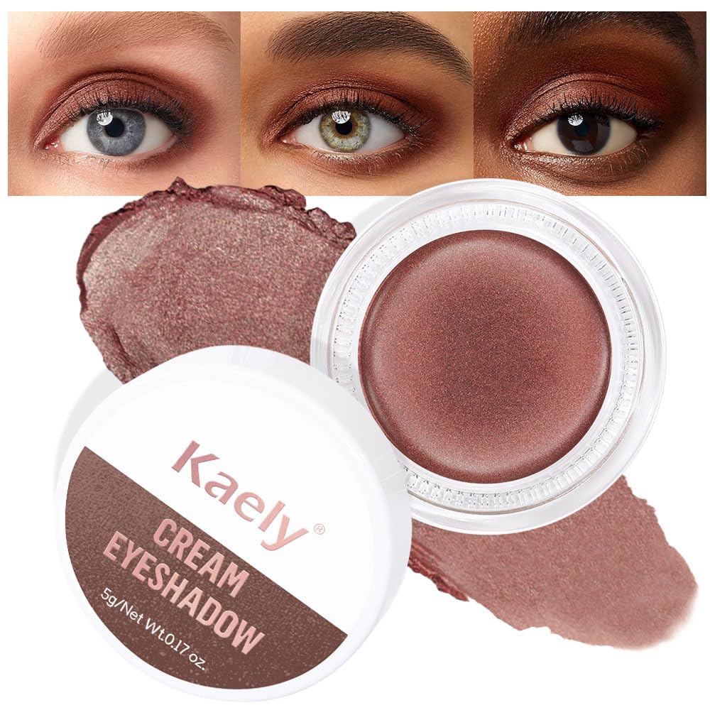 evpct Single Cream Eye Shadow Palette Pot Makeup for Older Women, Taupe Mauve Shimmer Glitter Metallic Monochrome Cream to Powder Eyeshadow Palette Eye Brightener, High Pigment Waterproof Blendable