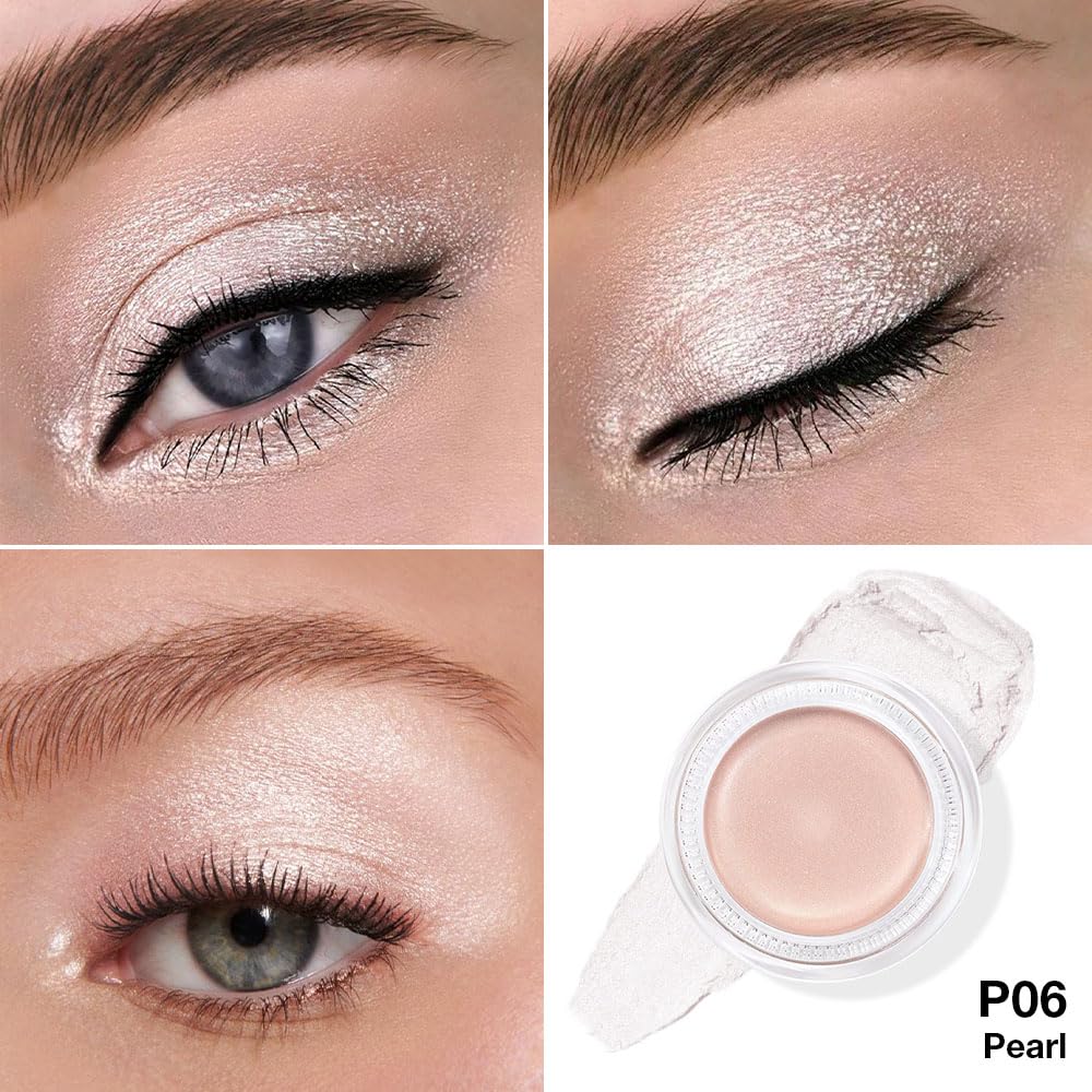 evpct Single Cream Eye Shadow Palette Pot Makeup for Older Women, Taupe Mauve Shimmer Glitter Metallic Monochrome Cream to Powder Eyeshadow Palette Eye Brightener, High Pigment Waterproof Blendable