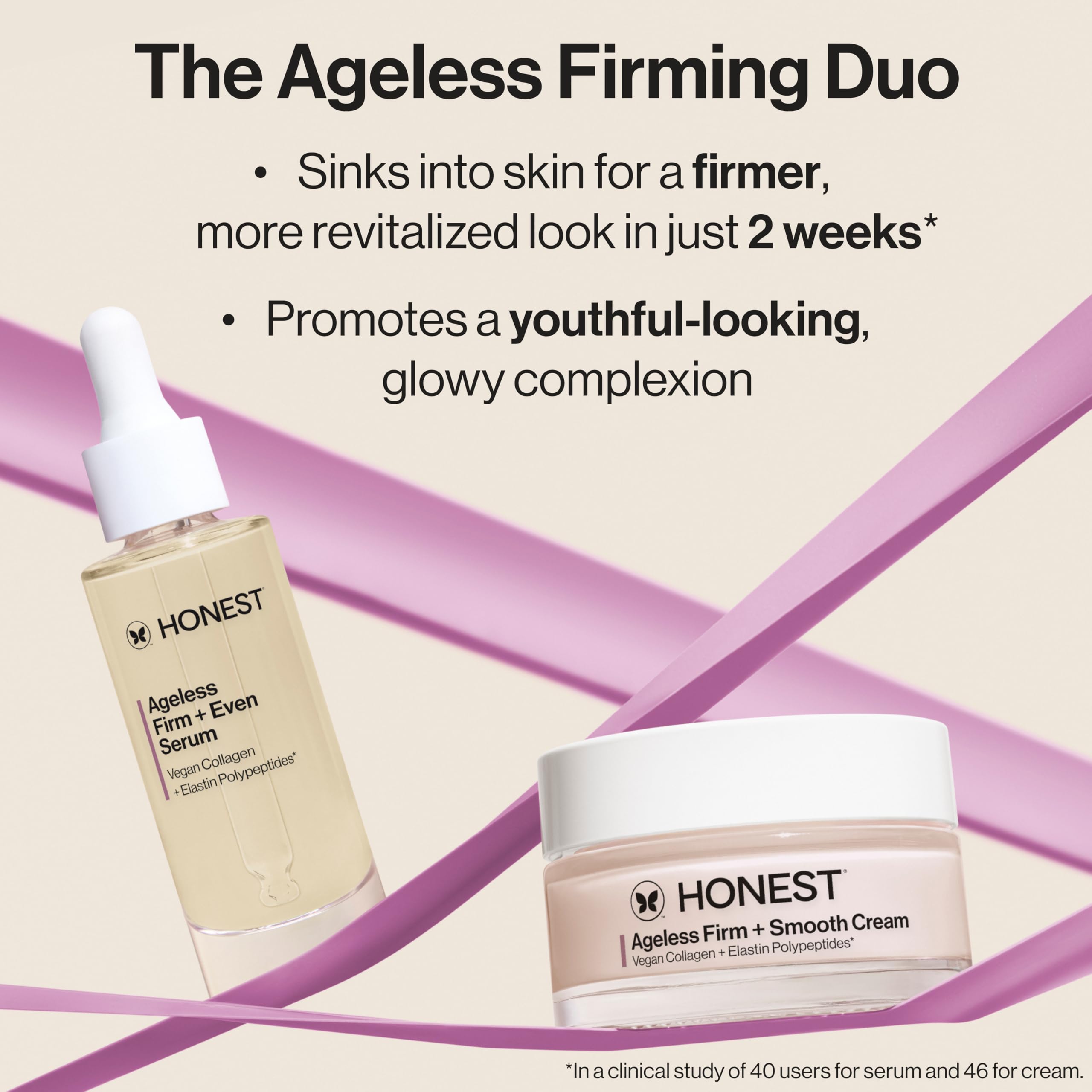 Honest Beauty Ageless Firm and Smooth Cream | Powered by Vegan Collagen and Elastin Polypeptides | Firmer, Smoother Looking Skin | Fragrance Free, EWG Verified, Vegan, Cruelty-Free | 1.7 fl oz