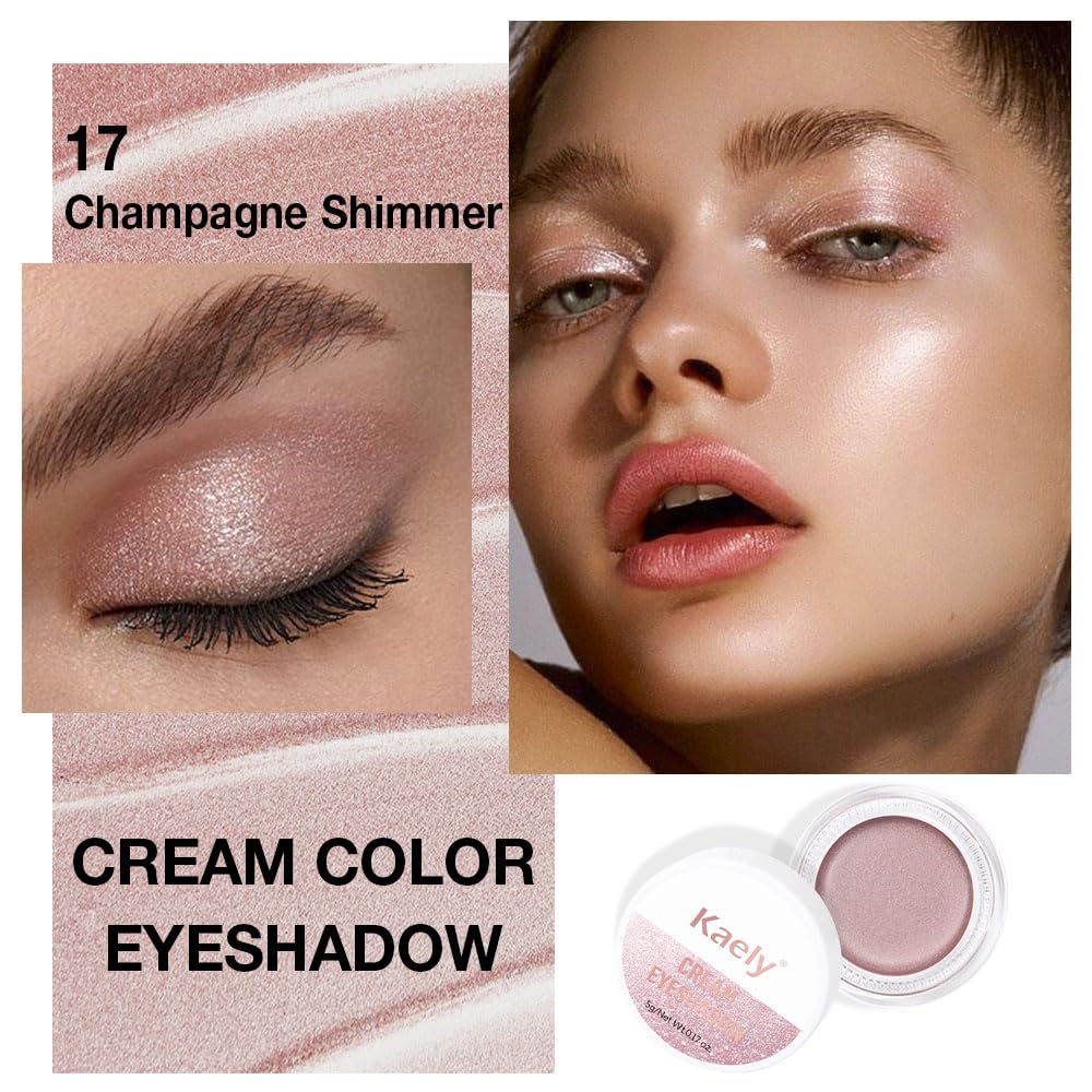 evpct Single Cream Eye Shadow Palette Pot Makeup for Older Women, Taupe Mauve Shimmer Glitter Metallic Monochrome Cream to Powder Eyeshadow Palette Eye Brightener, High Pigment Waterproof Blendable