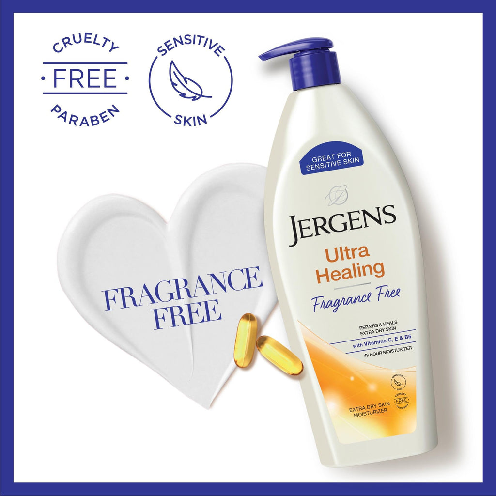Jergens Ultra Healing Dry Skin Lotion, Hand and Body Moisturizer for Quick Absorption into Extra Dry Skin with Hydralucence Blend, Vitamins C, E and B5, White, 32oz