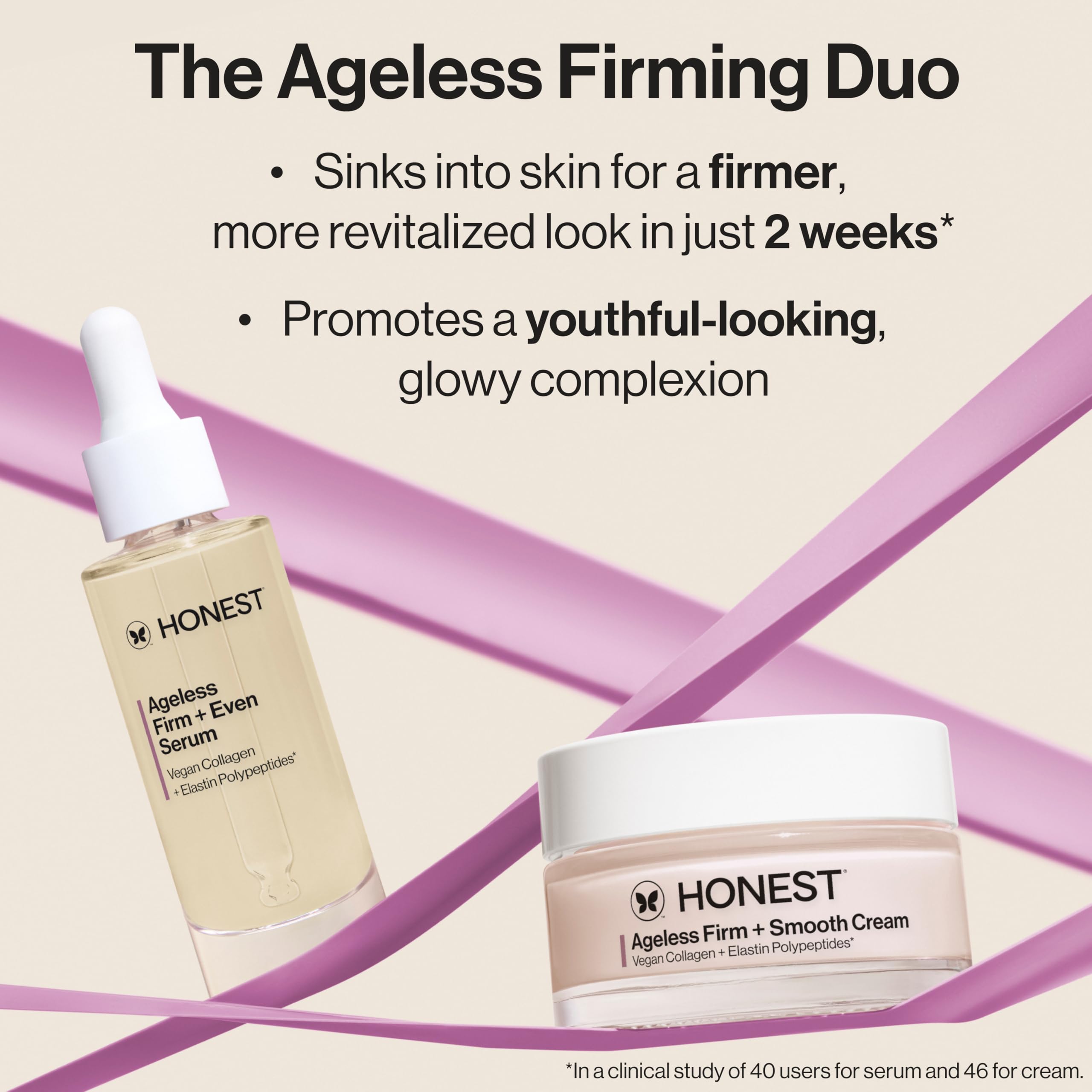 Honest Beauty Ageless Firm and Smooth Cream | Powered by Vegan Collagen and Elastin Polypeptides | Firmer, Smoother Looking Skin | Fragrance Free, EWG Verified, Vegan, Cruelty-Free | 1.7 fl oz