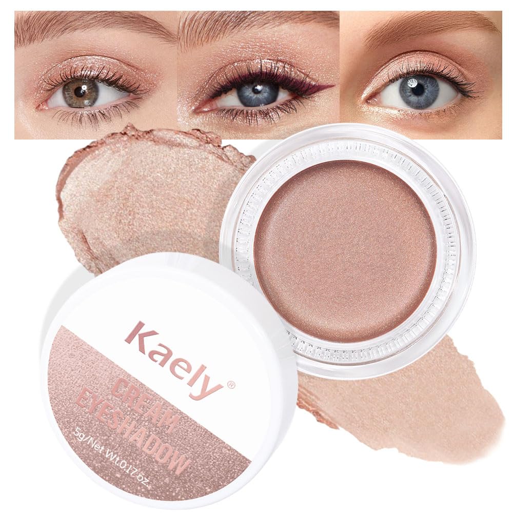 evpct Single Cream Eye Shadow Palette Pot Makeup for Older Women, Taupe Mauve Shimmer Glitter Metallic Monochrome Cream to Powder Eyeshadow Palette Eye Brightener, High Pigment Waterproof Blendable