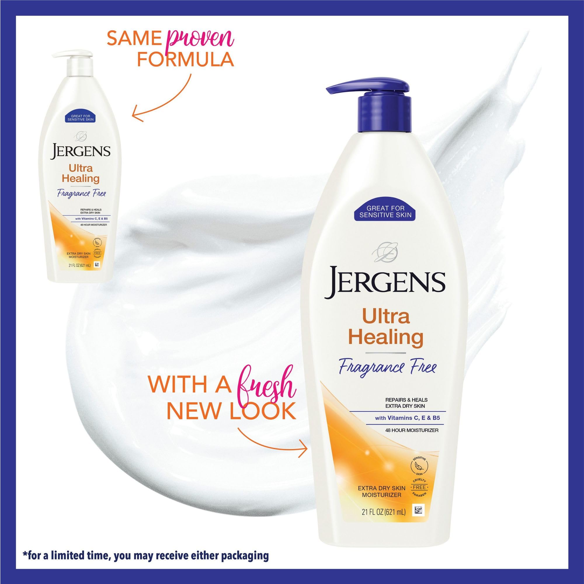 Jergens Ultra Healing Dry Skin Lotion, Hand and Body Moisturizer for Quick Absorption into Extra Dry Skin with Hydralucence Blend, Vitamins C, E and B5, White, 32oz