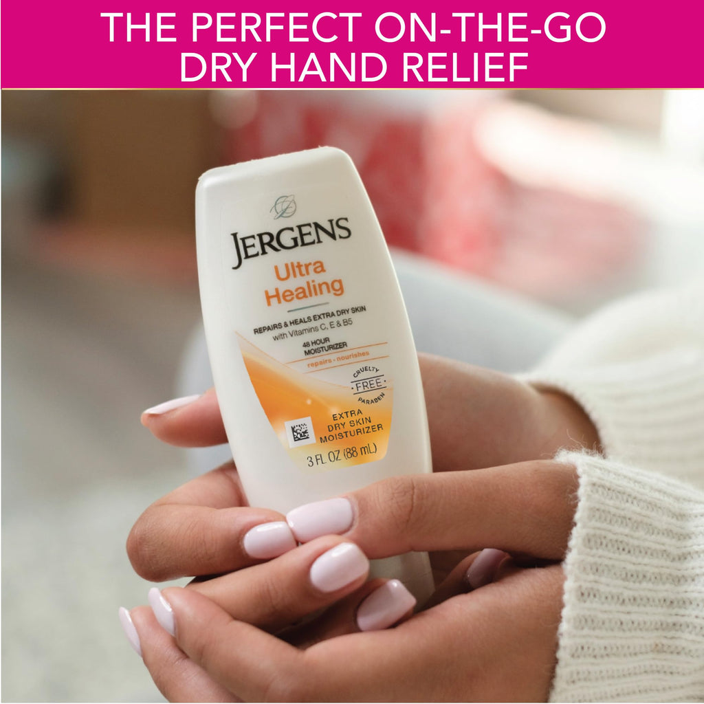 Jergens Ultra Healing Dry Skin Lotion, Hand and Body Moisturizer for Quick Absorption into Extra Dry Skin with Hydralucence Blend, Vitamins C, E and B5, White, 32oz