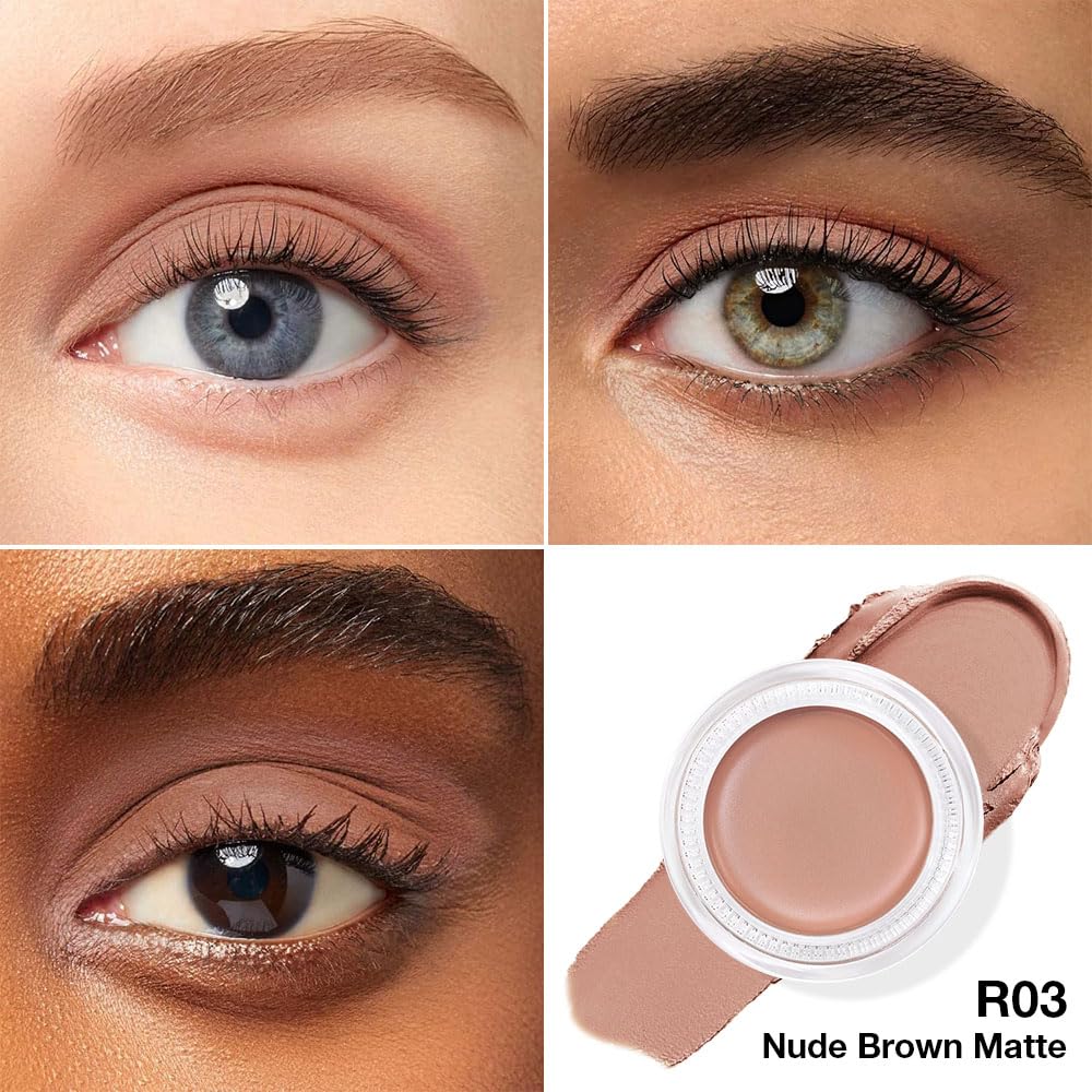 evpct Single Cream Eye Shadow Palette Pot Makeup for Older Women, Taupe Mauve Shimmer Glitter Metallic Monochrome Cream to Powder Eyeshadow Palette Eye Brightener, High Pigment Waterproof Blendable