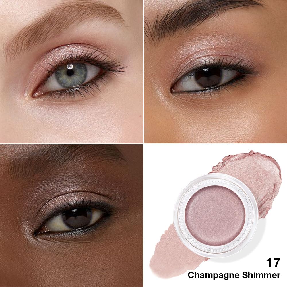 evpct Single Cream Eye Shadow Palette Pot Makeup for Older Women, Taupe Mauve Shimmer Glitter Metallic Monochrome Cream to Powder Eyeshadow Palette Eye Brightener, High Pigment Waterproof Blendable