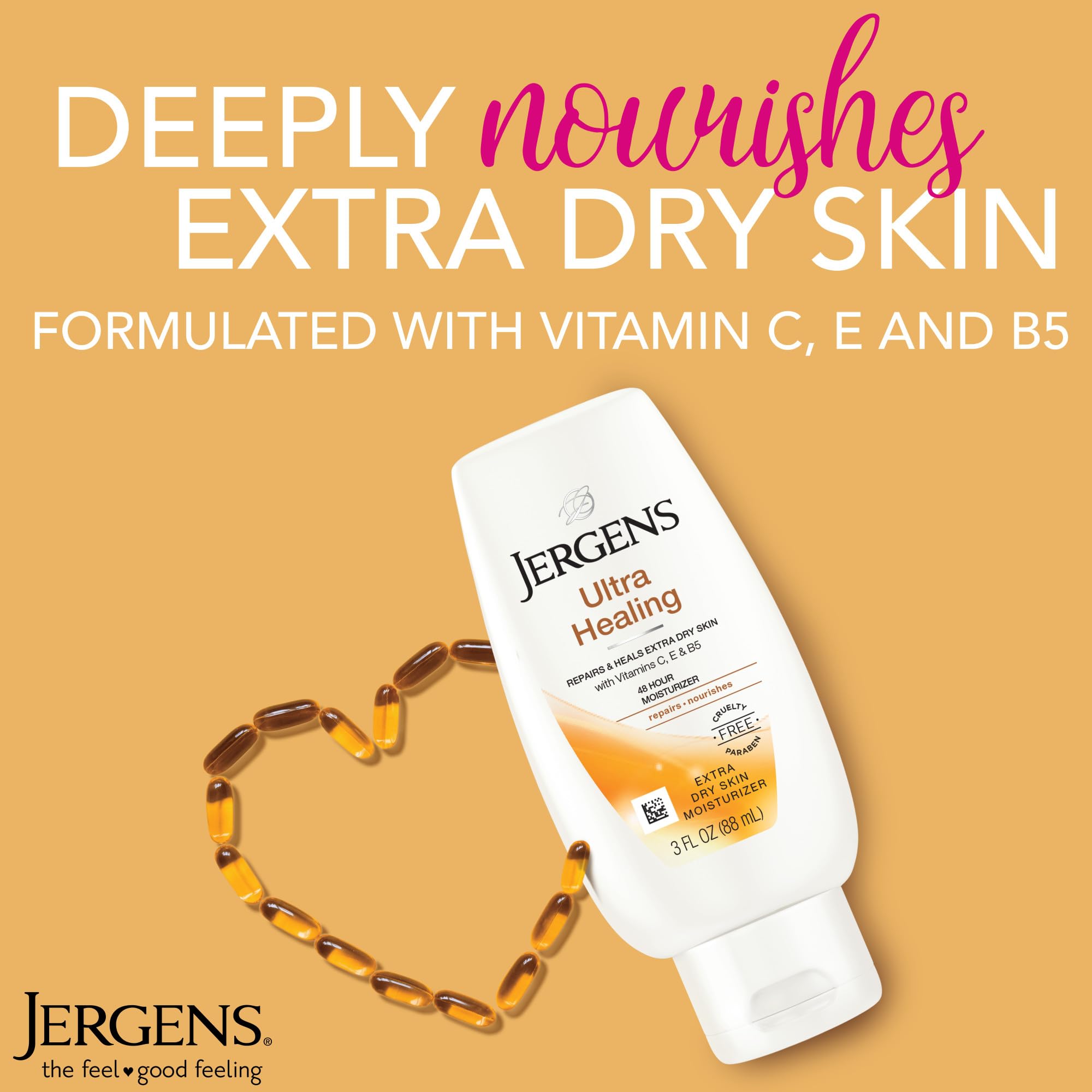 Jergens Ultra Healing Dry Skin Lotion, Hand and Body Moisturizer for Quick Absorption into Extra Dry Skin with Hydralucence Blend, Vitamins C, E and B5, White, 32oz