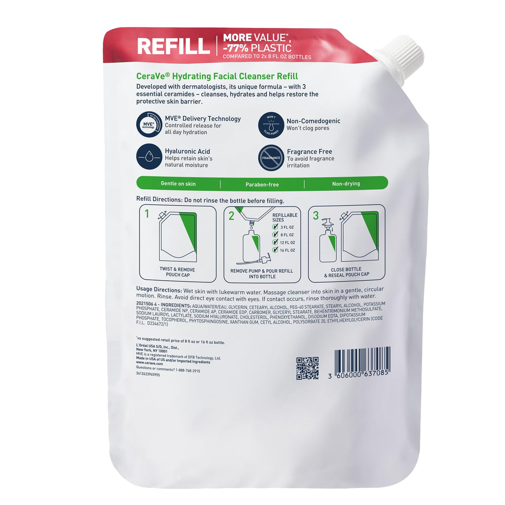 CeraVe Hydrating Facial Cleanser, Moisturizing Face Wash For Dry Skin, Hyaluronic Acid + Ceramides + Glycerin, Hydrating Cleanser For Normal To Dry Skin, National Eczema Association Certified