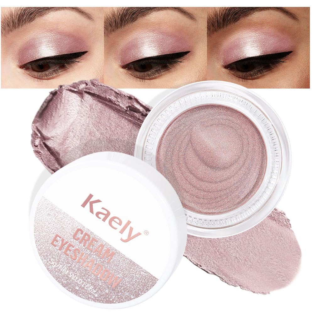 evpct Single Cream Eye Shadow Palette Pot Makeup for Older Women, Taupe Mauve Shimmer Glitter Metallic Monochrome Cream to Powder Eyeshadow Palette Eye Brightener, High Pigment Waterproof Blendable