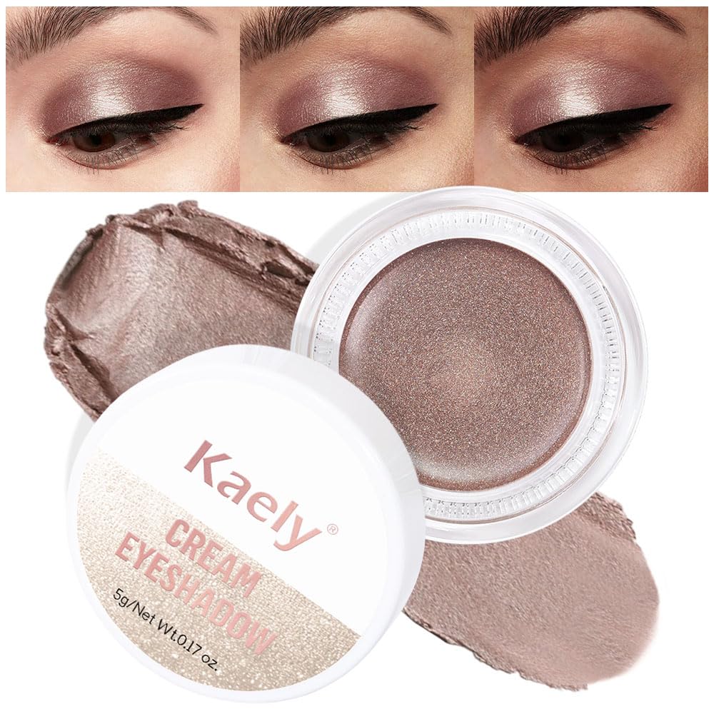 evpct Single Cream Eye Shadow Palette Pot Makeup for Older Women, Taupe Mauve Shimmer Glitter Metallic Monochrome Cream to Powder Eyeshadow Palette Eye Brightener, High Pigment Waterproof Blendable
