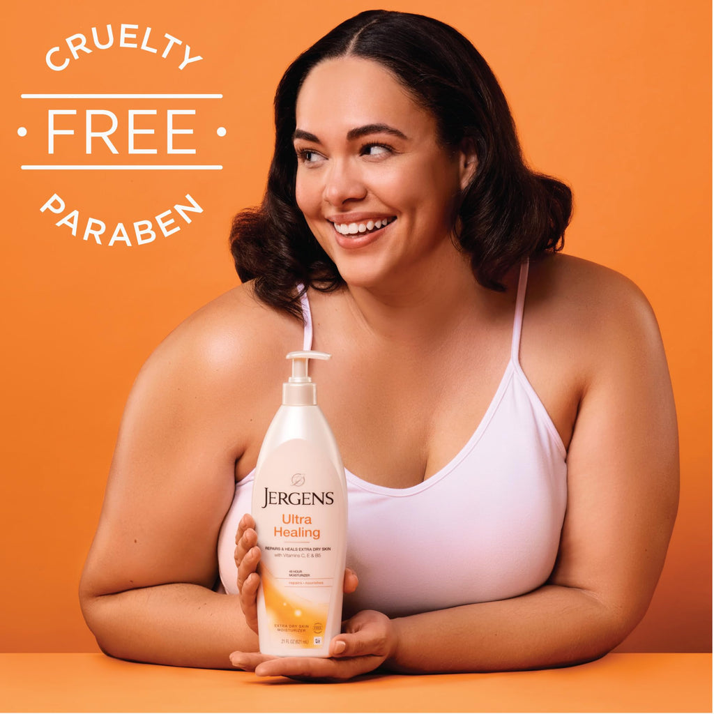 Jergens Ultra Healing Dry Skin Lotion, Hand and Body Moisturizer for Quick Absorption into Extra Dry Skin with Hydralucence Blend, Vitamins C, E and B5, White, 32oz