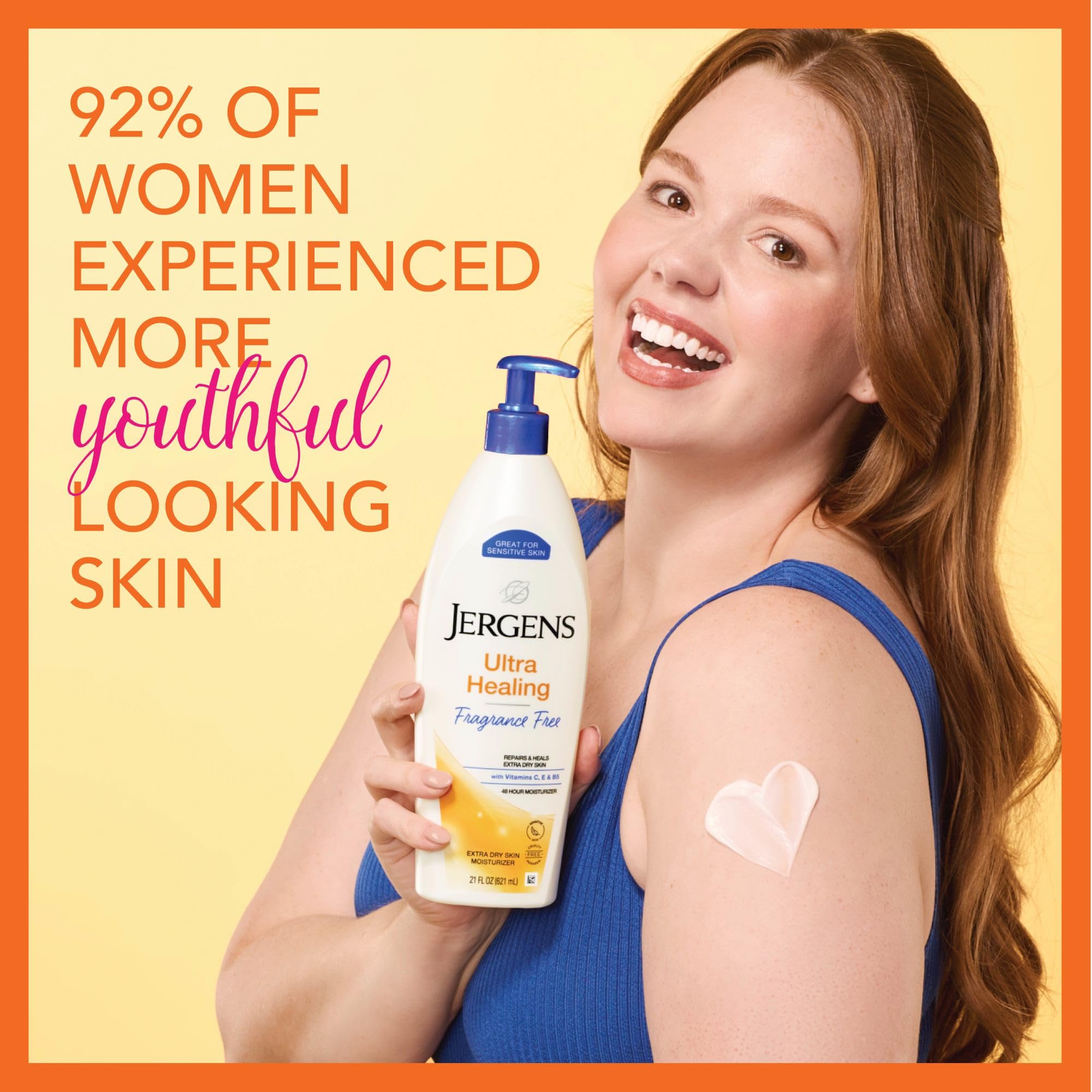 Jergens Ultra Healing Dry Skin Lotion, Hand and Body Moisturizer for Quick Absorption into Extra Dry Skin with Hydralucence Blend, Vitamins C, E and B5, White, 32oz